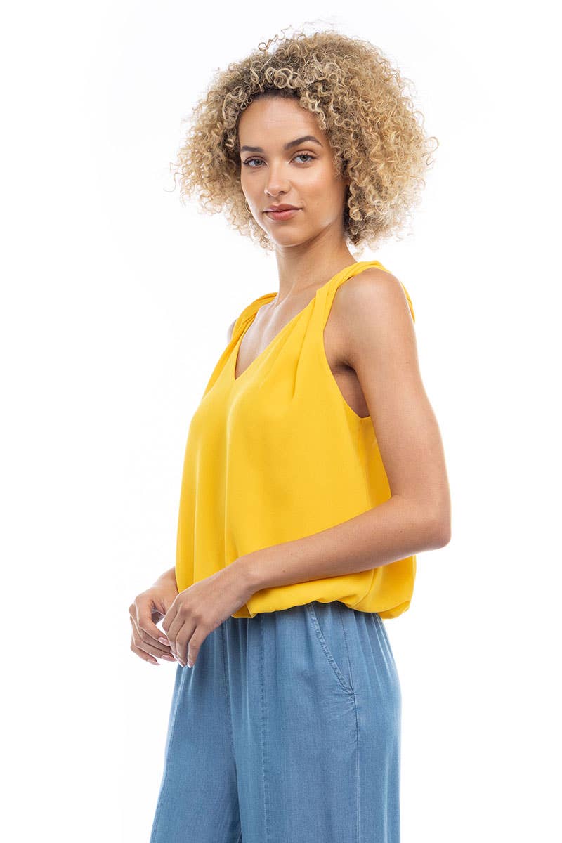 ST119446 Bubble Top With Twisted Shoulder Detail : Off White