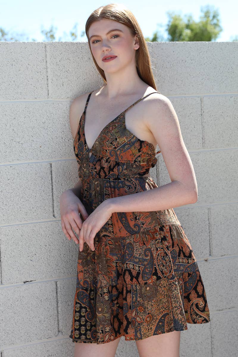 F4H12-W909 NECK OPEN BACK SUNDRESS: AQUA