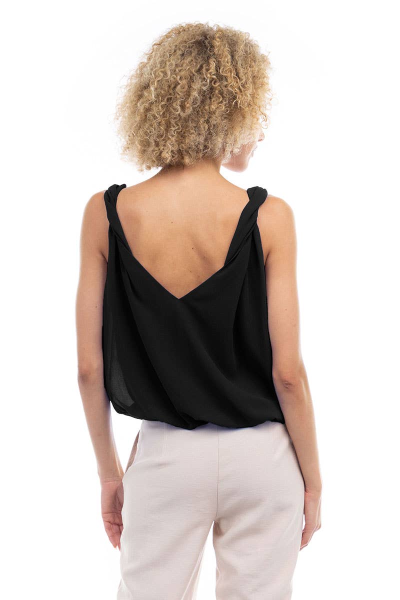 ST119446 Bubble Top With Twisted Shoulder Detail : Off White