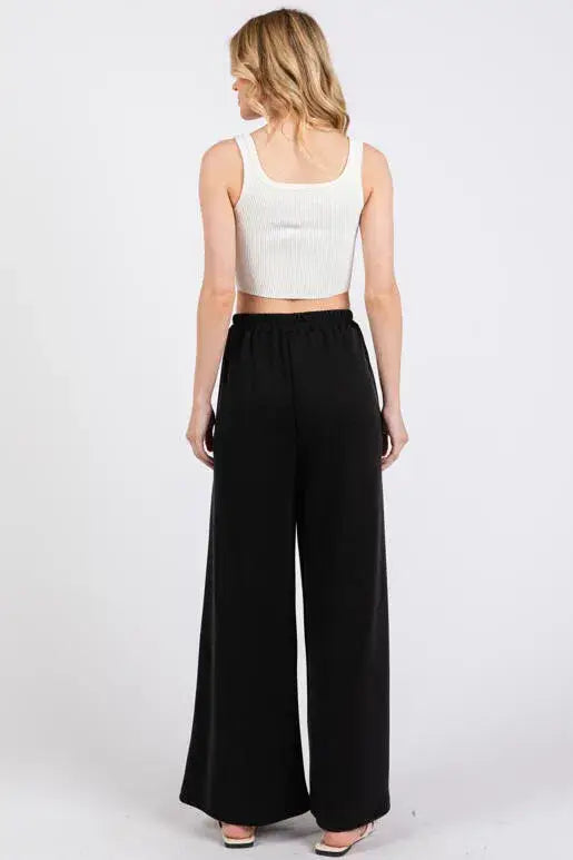 Modal Jersey Wide Leg Pants - NP70337: Stone
