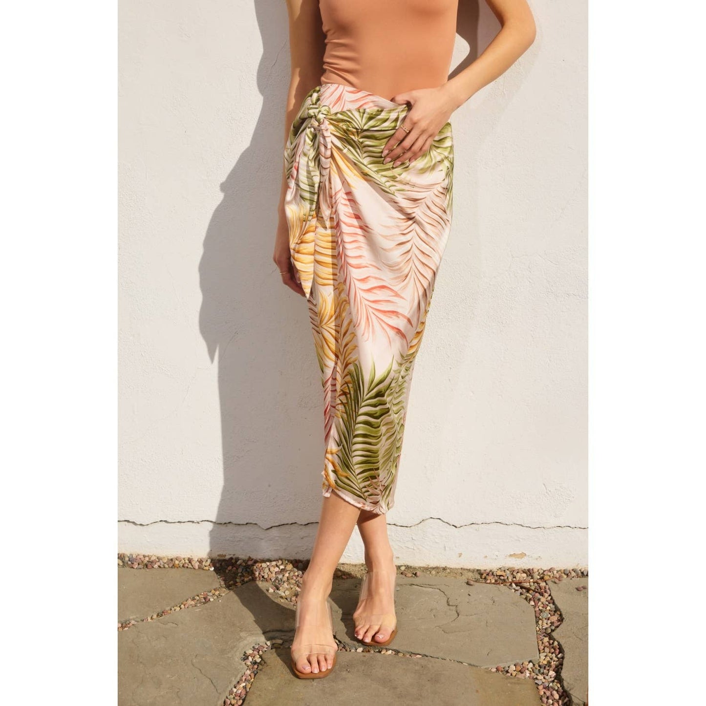 Sunkiss Sarong Wrap Skirt: DESERT PALM / FS10826-P2056