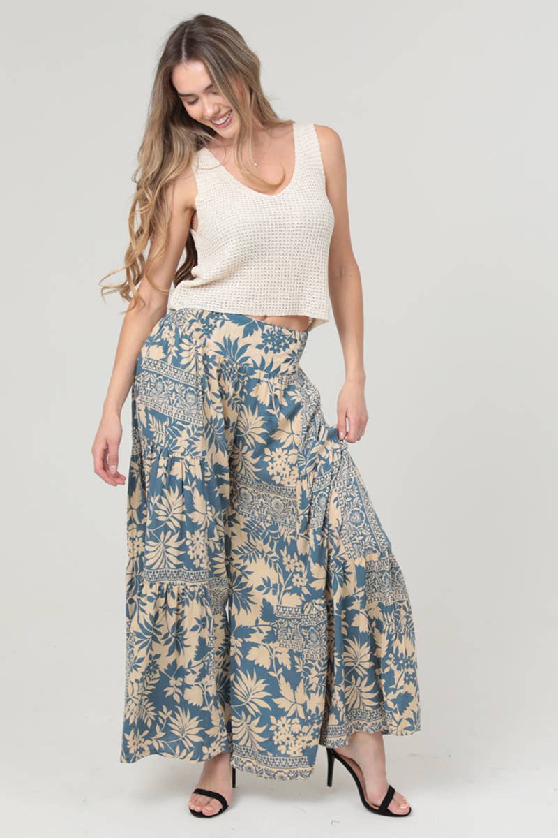 B3690-A906 PRINTED WIDE LEG PANTS