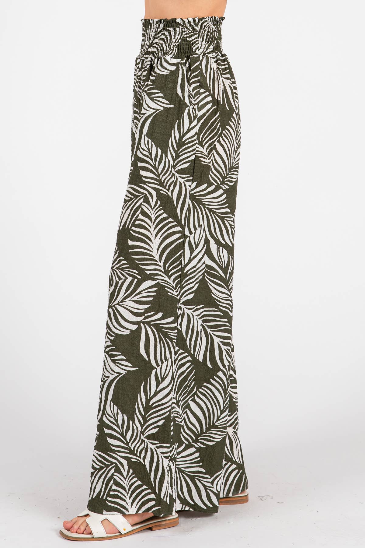 Print Wide Leg Pants - VNP70263B6: Navy/ White