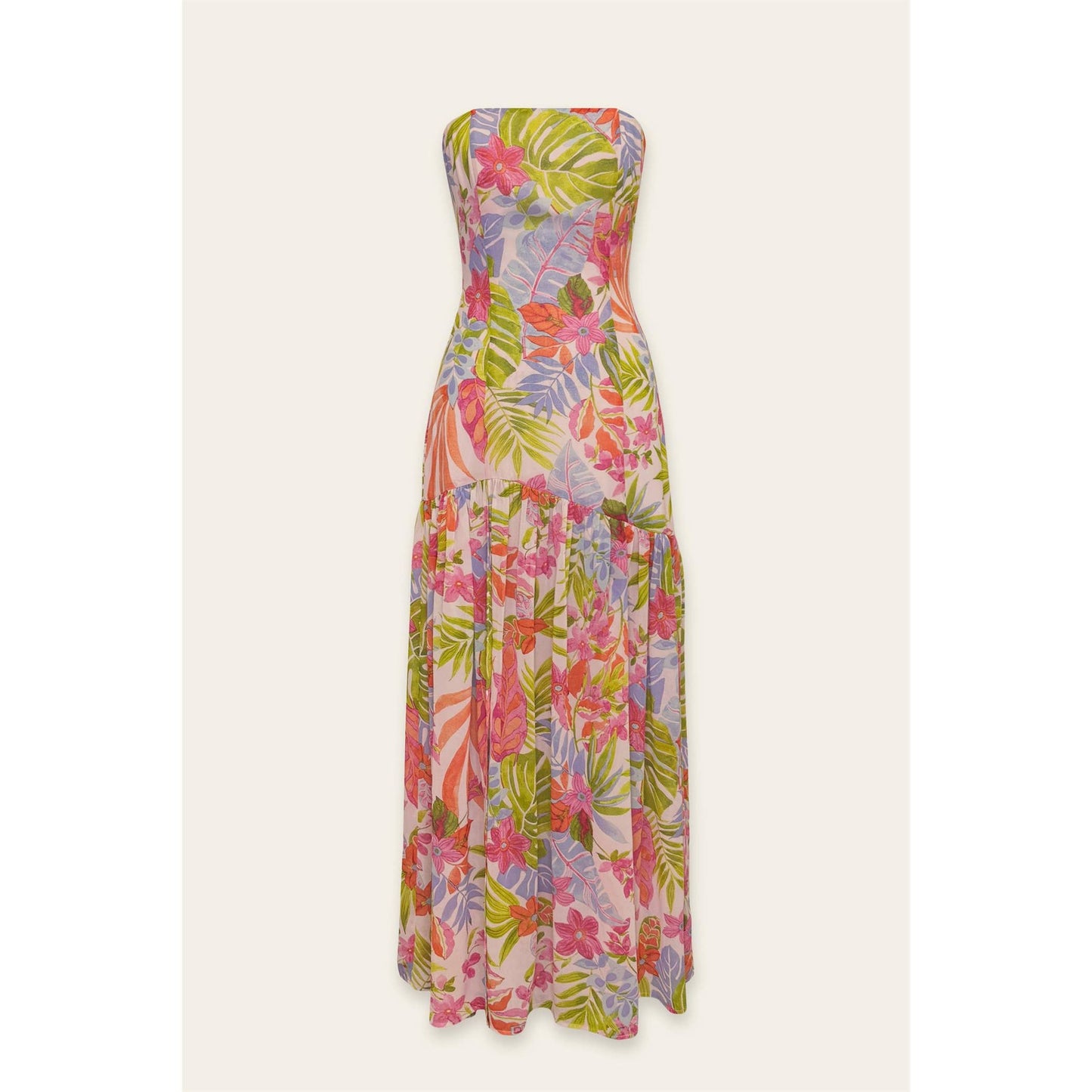 Love Coast Strapless Drop Waist Maxi Dress: AZALEA BOTANIC / FD12326-P1915