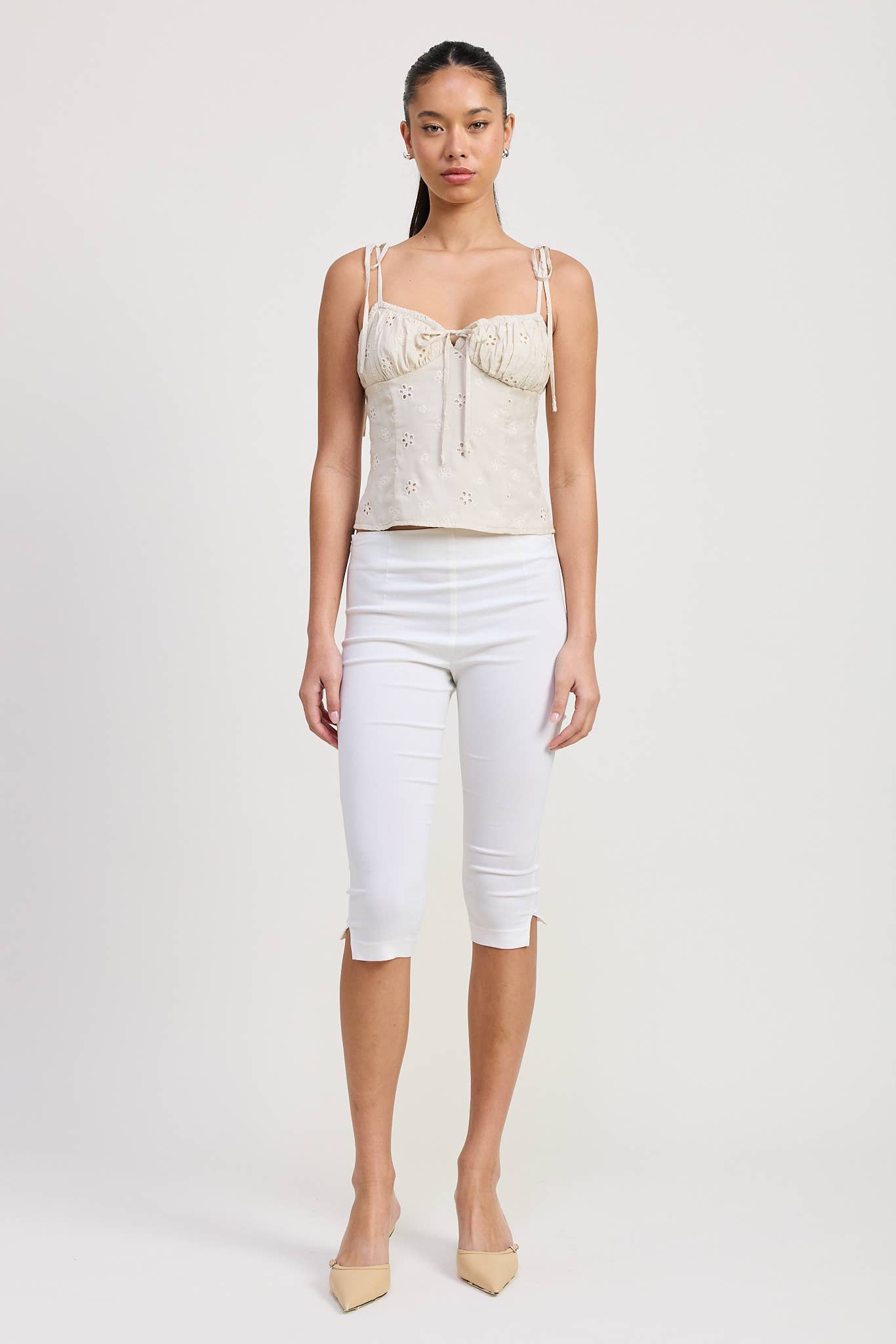 BUSTIER TOP WITH SHOULDER TIES: MINT / IPA2598T