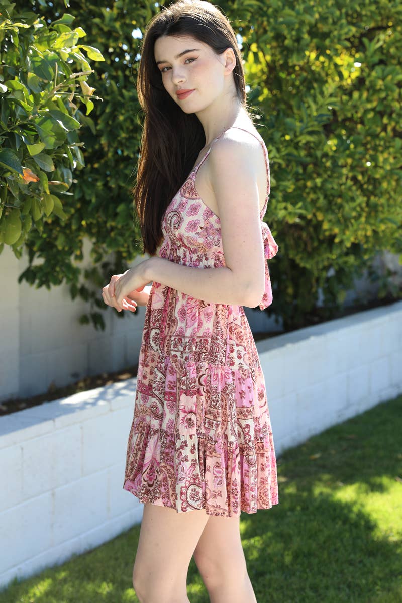 F4H12-W909 NECK OPEN BACK SUNDRESS: AQUA