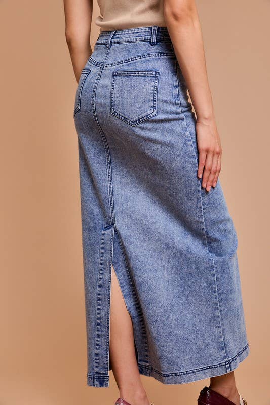 Flare Denim Long Skirt: Denim / MS7220G