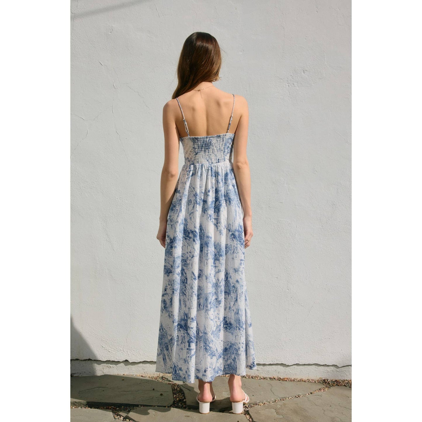 Coastline Horizontal Slit Maxi dress: PORCELAIN / FD12820-P1897