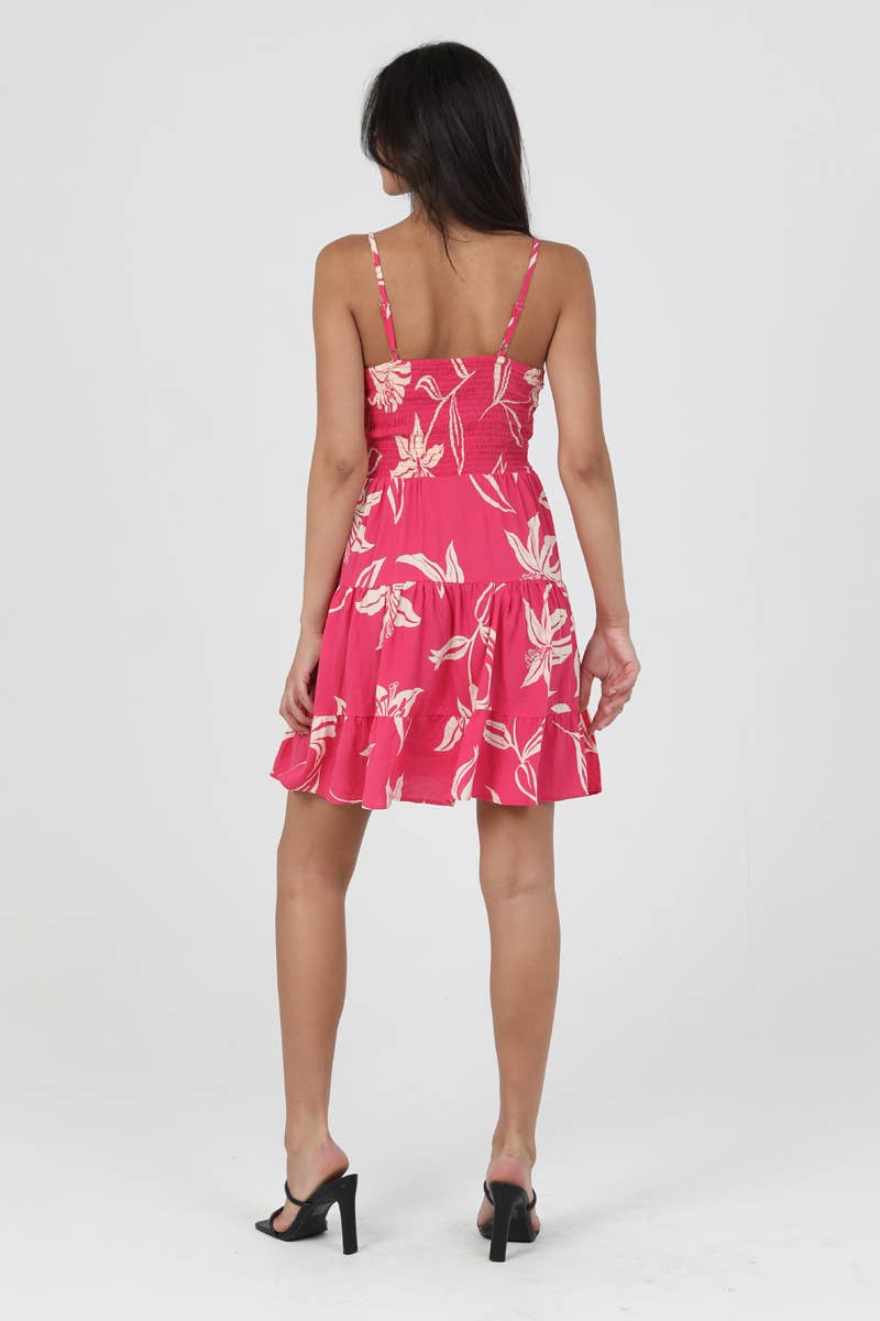 C4143-W921 V NECK TWIST FRONT CUTOUT SUNDRESS: Black