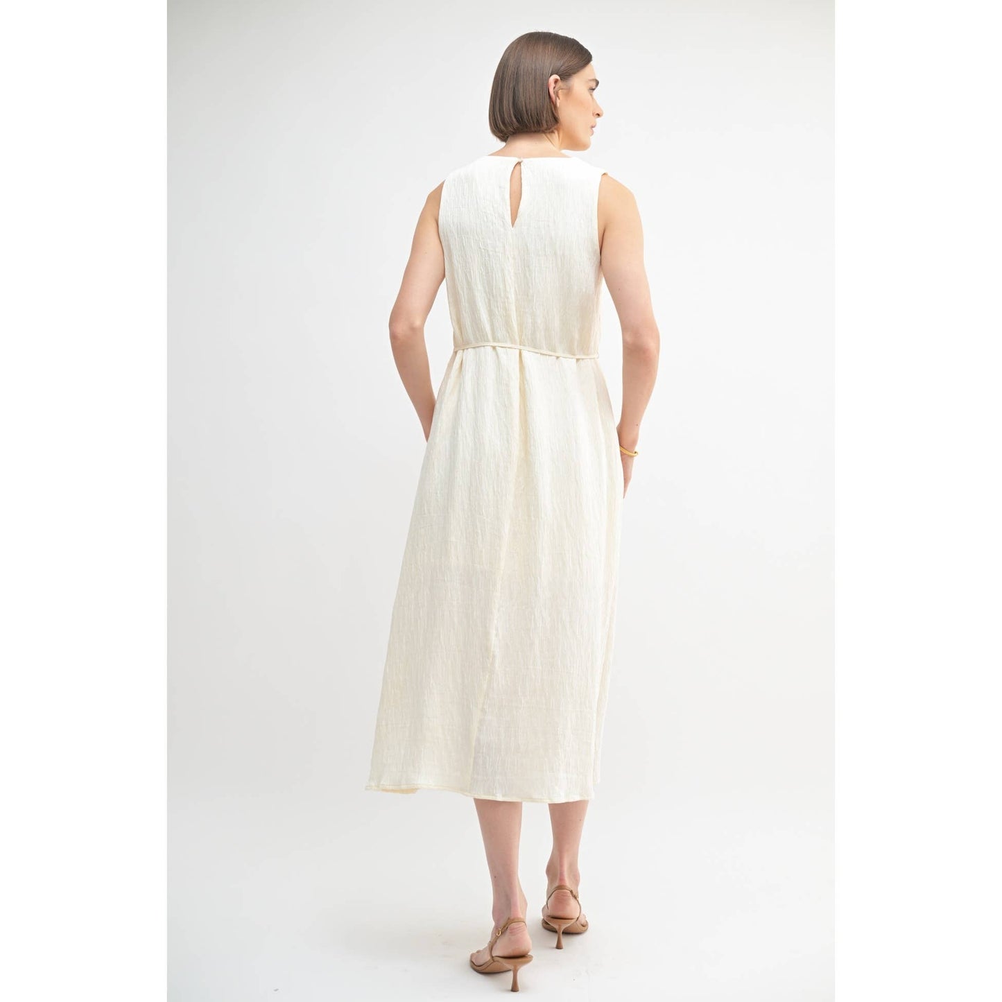 TEXTURE SLEEVELESS MIDI DRESS: Blue / FD67968_1