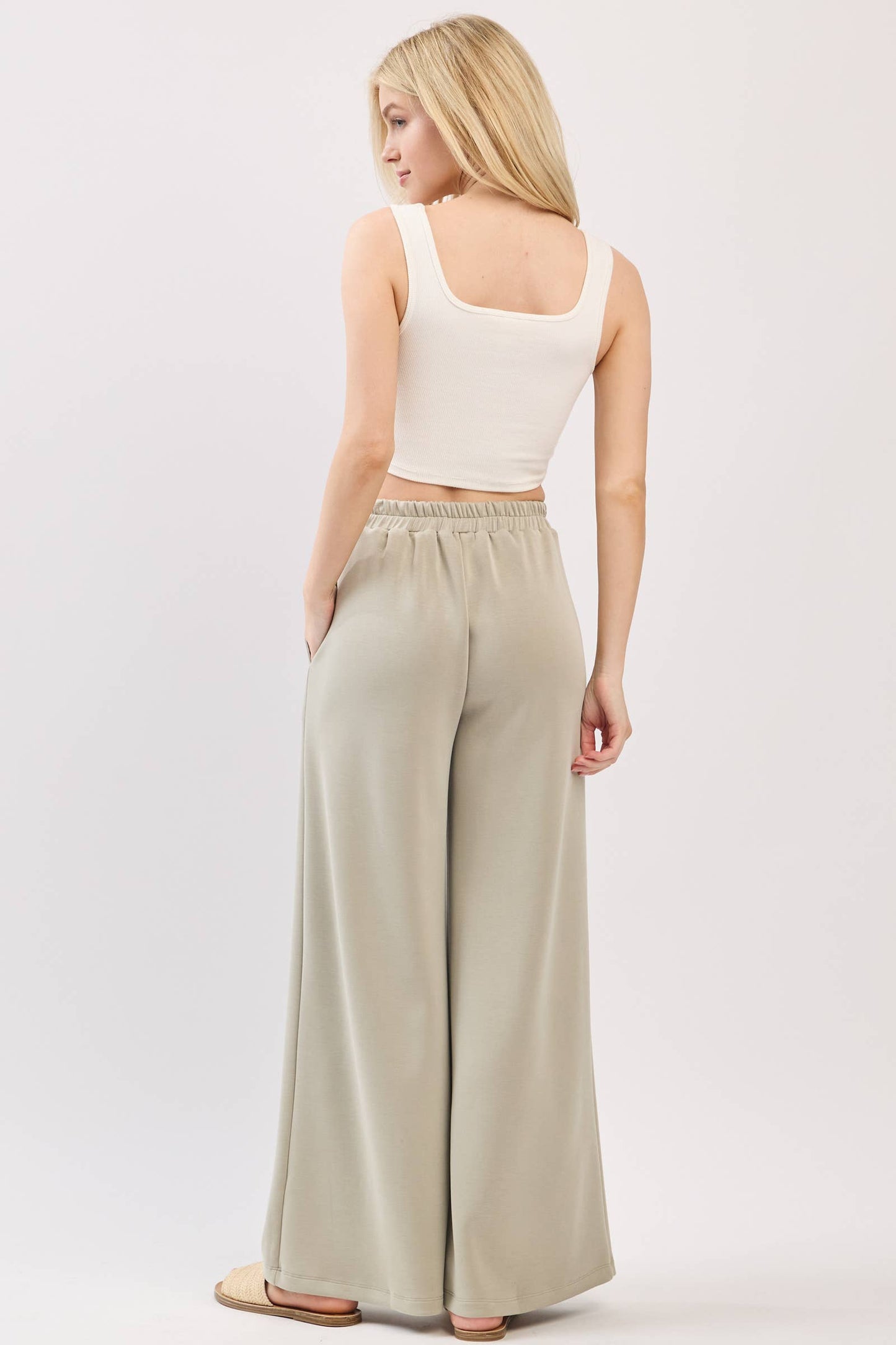 Modal Jersey Wide Leg Pants - NP70337: Stone