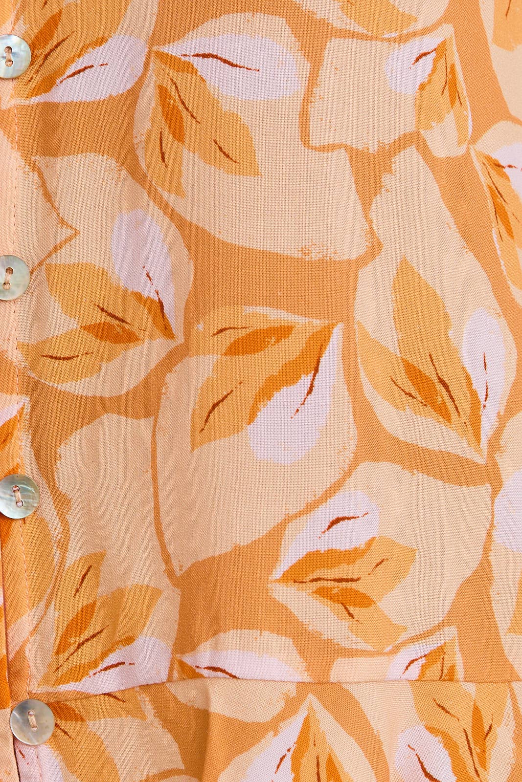 V-NECK BUTTON UP SLEEVELESS TIE DETAIL FLORAL PRINT TOP: ORANGE ET2254