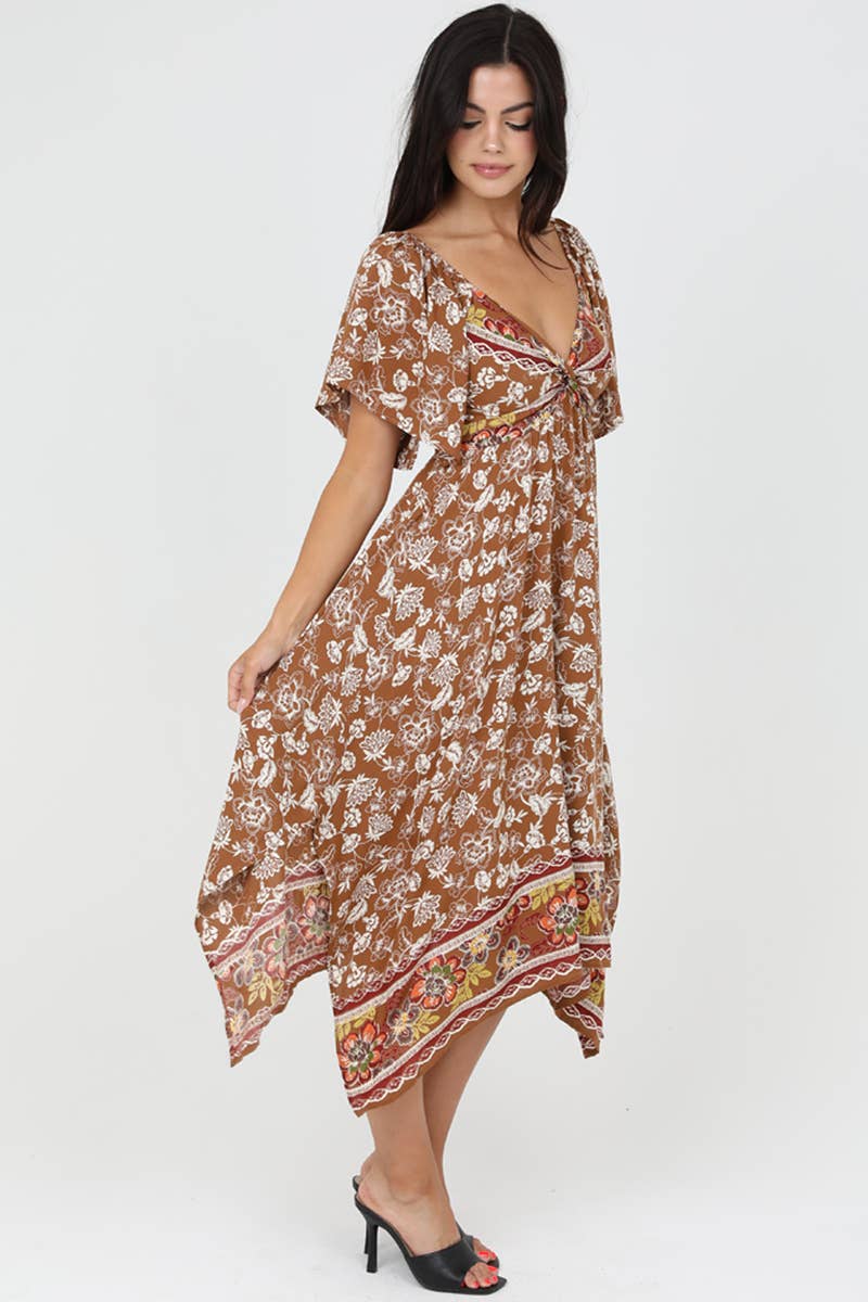 F4K43-FR12 TWIST FRONT HANKY HEM DRESS: F4K43-FR12