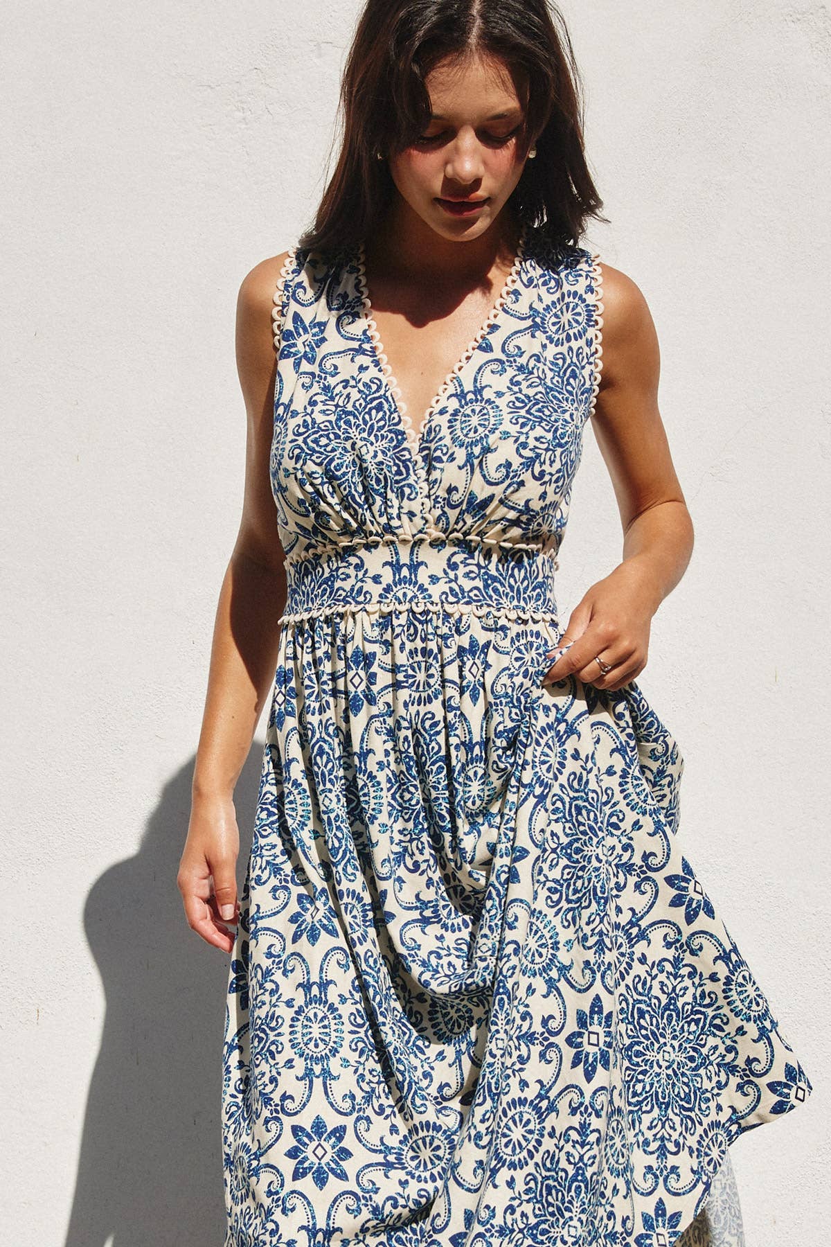 Summer In Capri Scalloped Lace Maxi Dress: AZALEA MOSAIC / FD12228-P1828