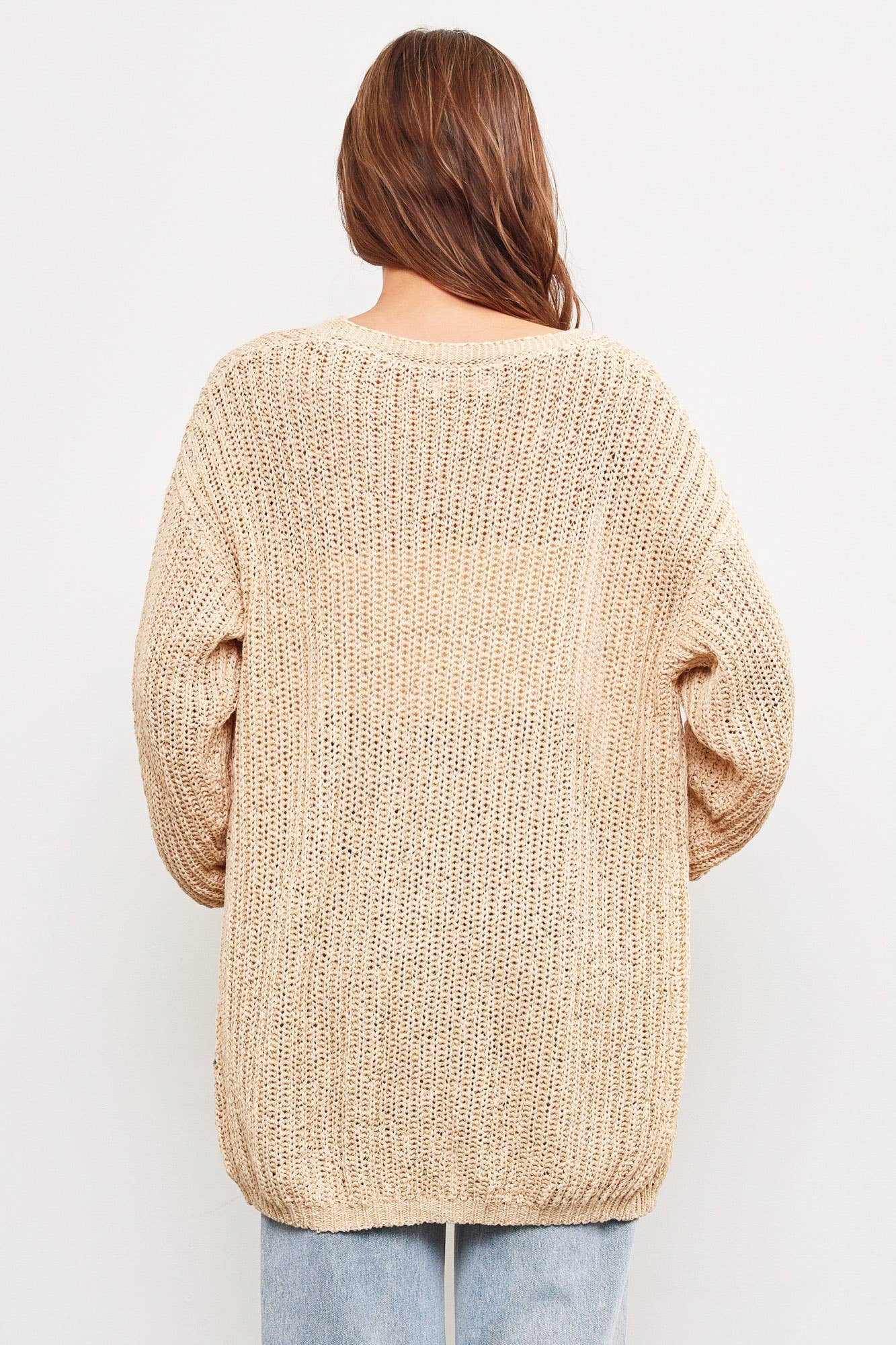 OPEN KNIT CARDIGAN: S23175 / Beige