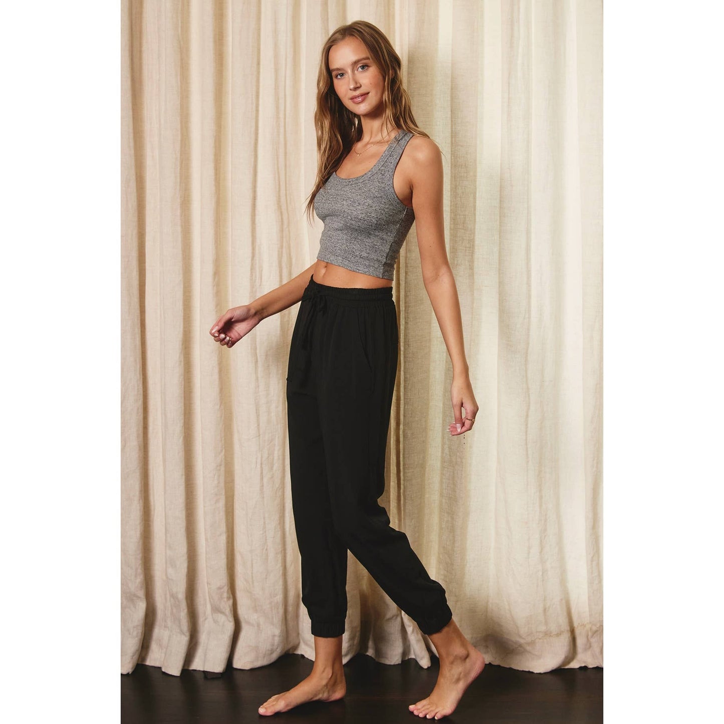 Easy Drawstring Joggers: WASHED GREY / FP5513
