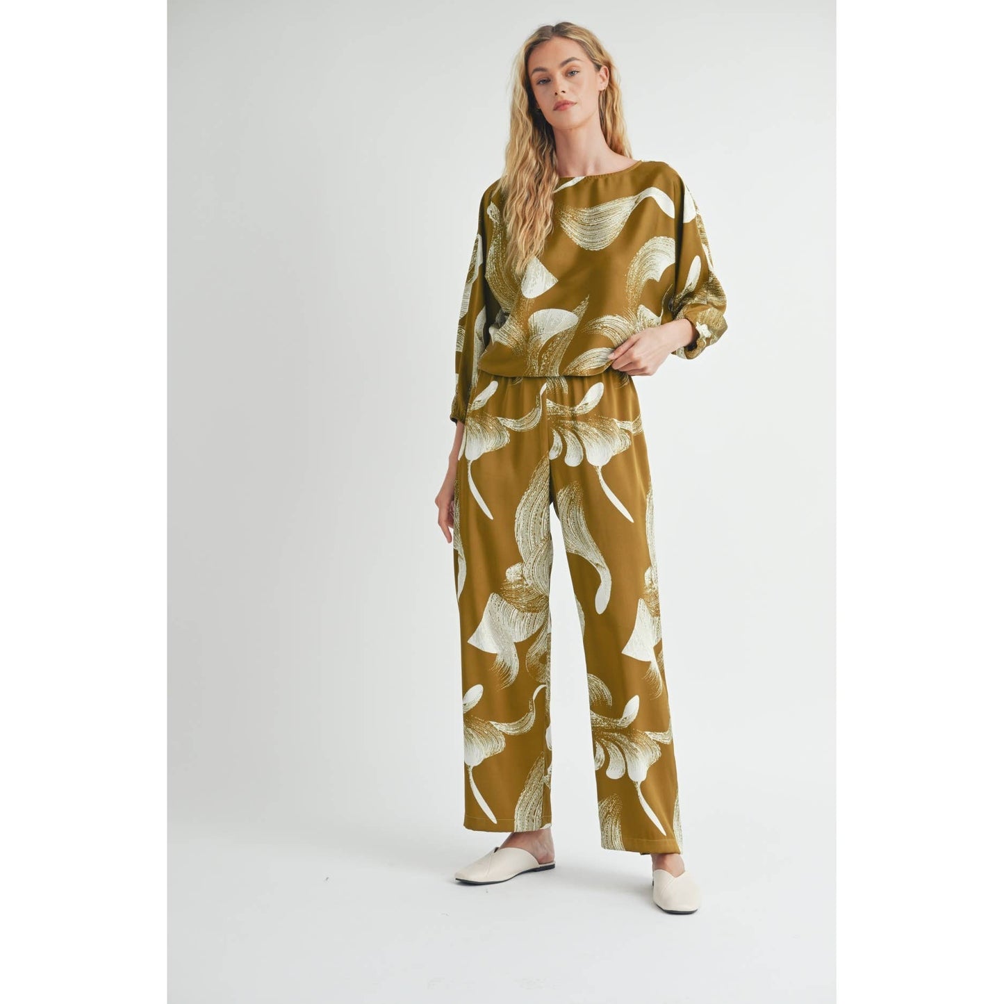 ABSTRACT PRINT PANTS: MOSS / FP67774