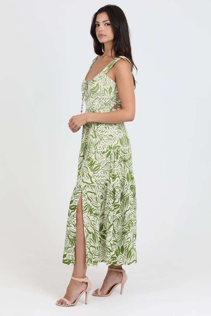 C4C13-FQ81 MAXI TANK DRESS WITH TIE BACK DETAIL AND SLIT