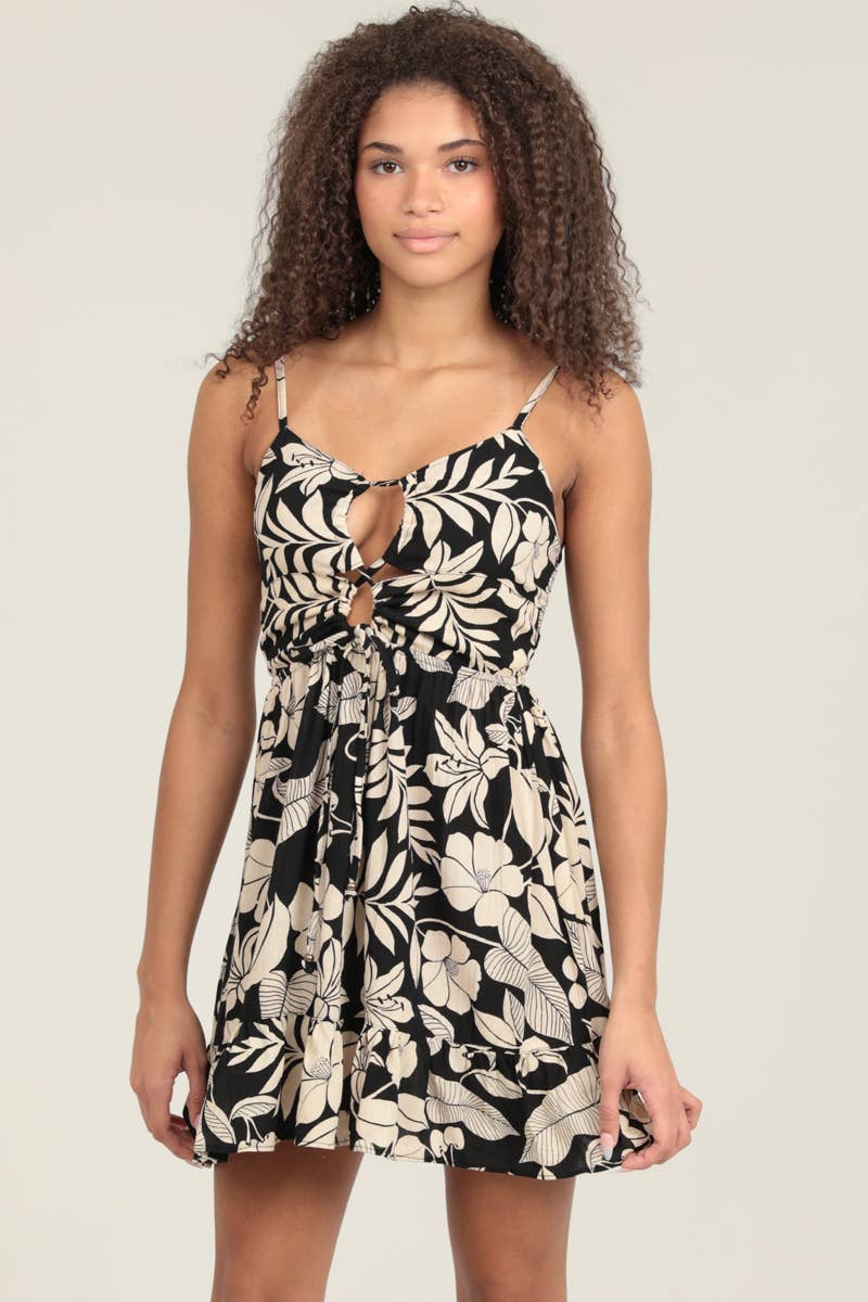 C4F49-A920 ADJUSTABLE TIE FRONT PEEK A BOO SUNDRESS
