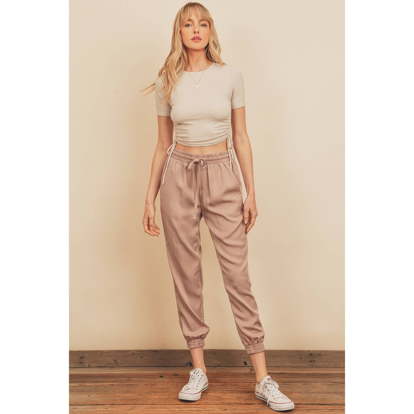 Easy Drawstring Joggers: WASHED GREY / FP5513