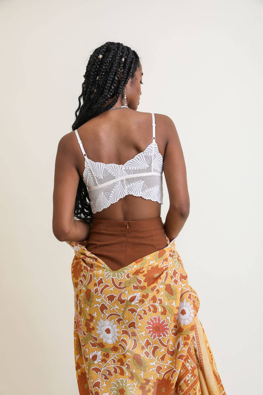Butterfly Scallop Lace Bralette: Blue Stone