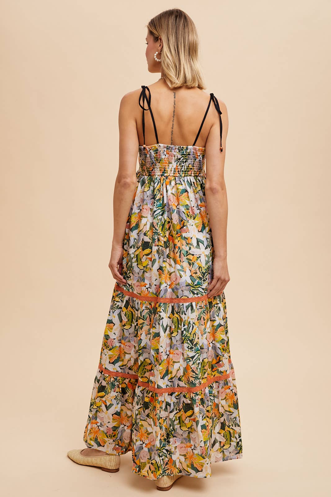 ILD5745 FLORAL MAXI DRESS: ORANGE ILD5745