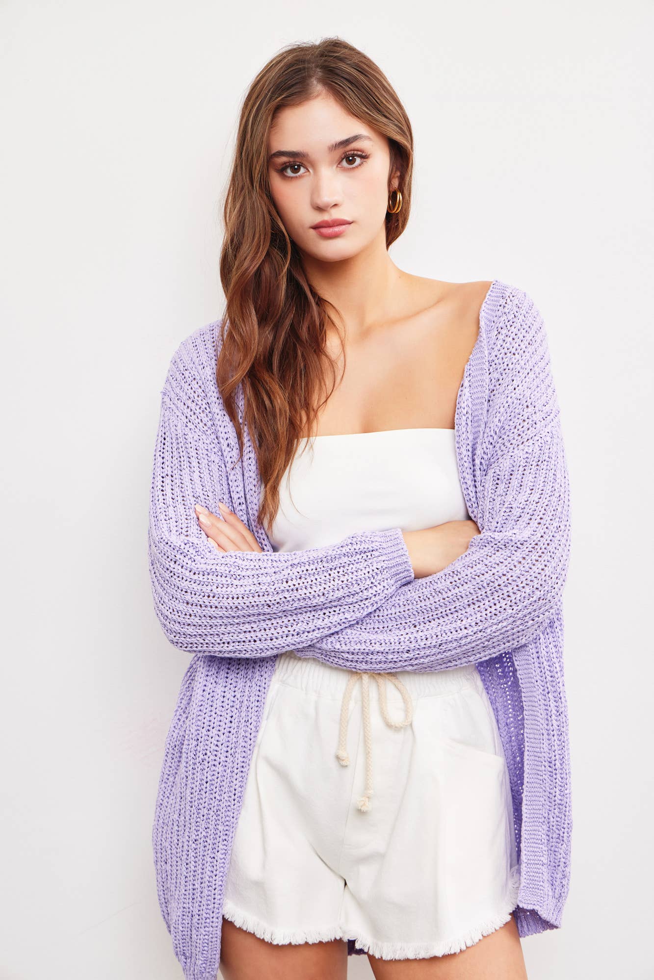 OPEN KNIT CARDIGAN: S23175 / Beige