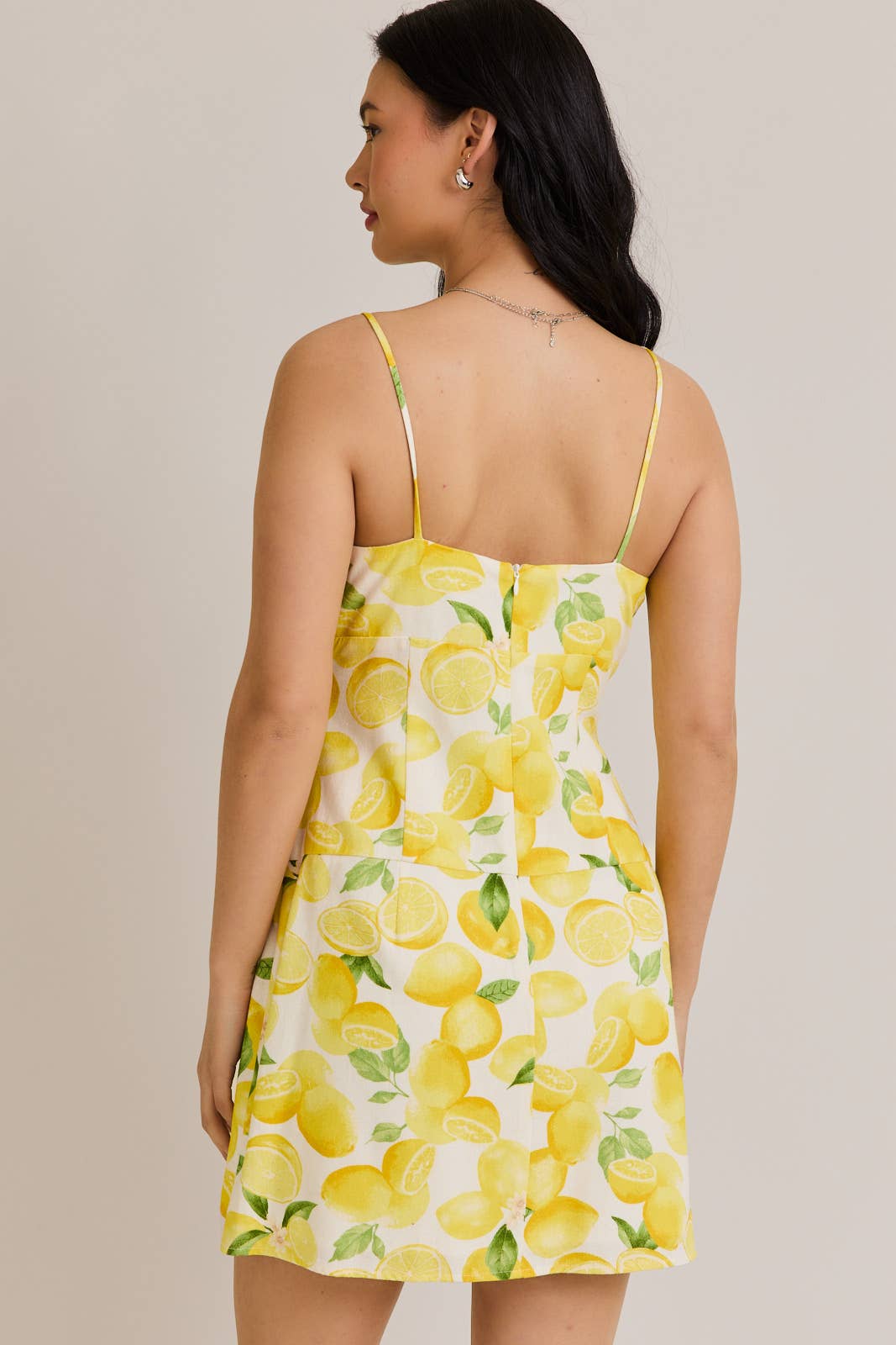 SHIRRED NECK LOW WAIST DRESS: CREAM-YELLOW / SD3094