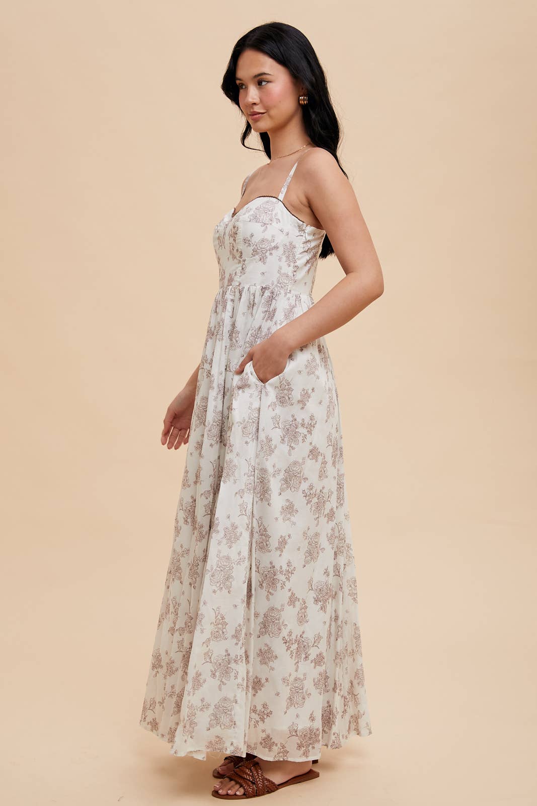 COTTON FLORAL BUSTIER DRESS: COCONUT CREAM / ILD6239