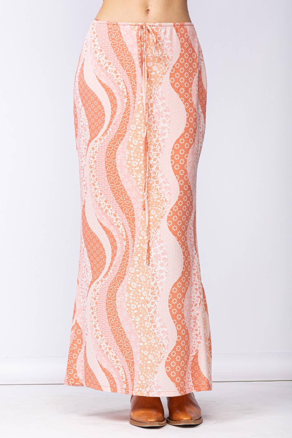 MULTI FLORAL PRINT SLIM FIT-IN SLIT LONG SKIRT: SM-SK40028B / My Darling Purple