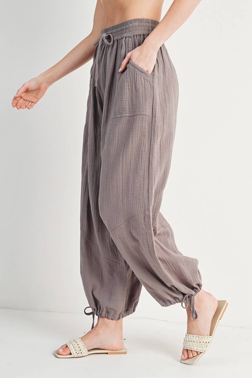 JOGGER HAREM DRAWSTRING PANTS: Black / B02090