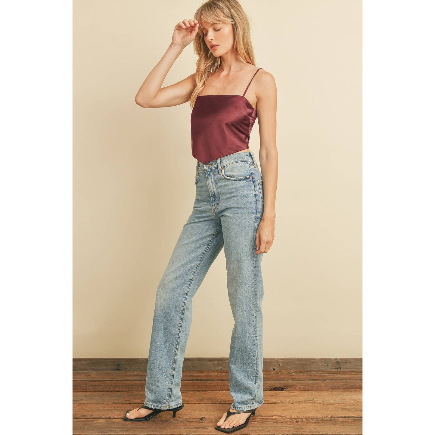 Ft9840 Satin Tie Back Cami Top: DRIED MAUVE