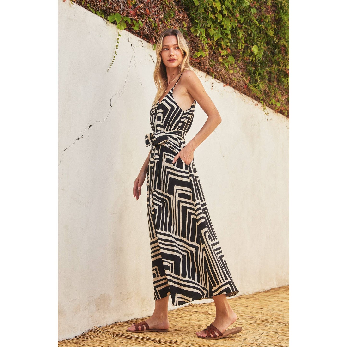 Runaway Extra Flared Maxi Dress: SAGE/CREAM / FD11448-CP440_1