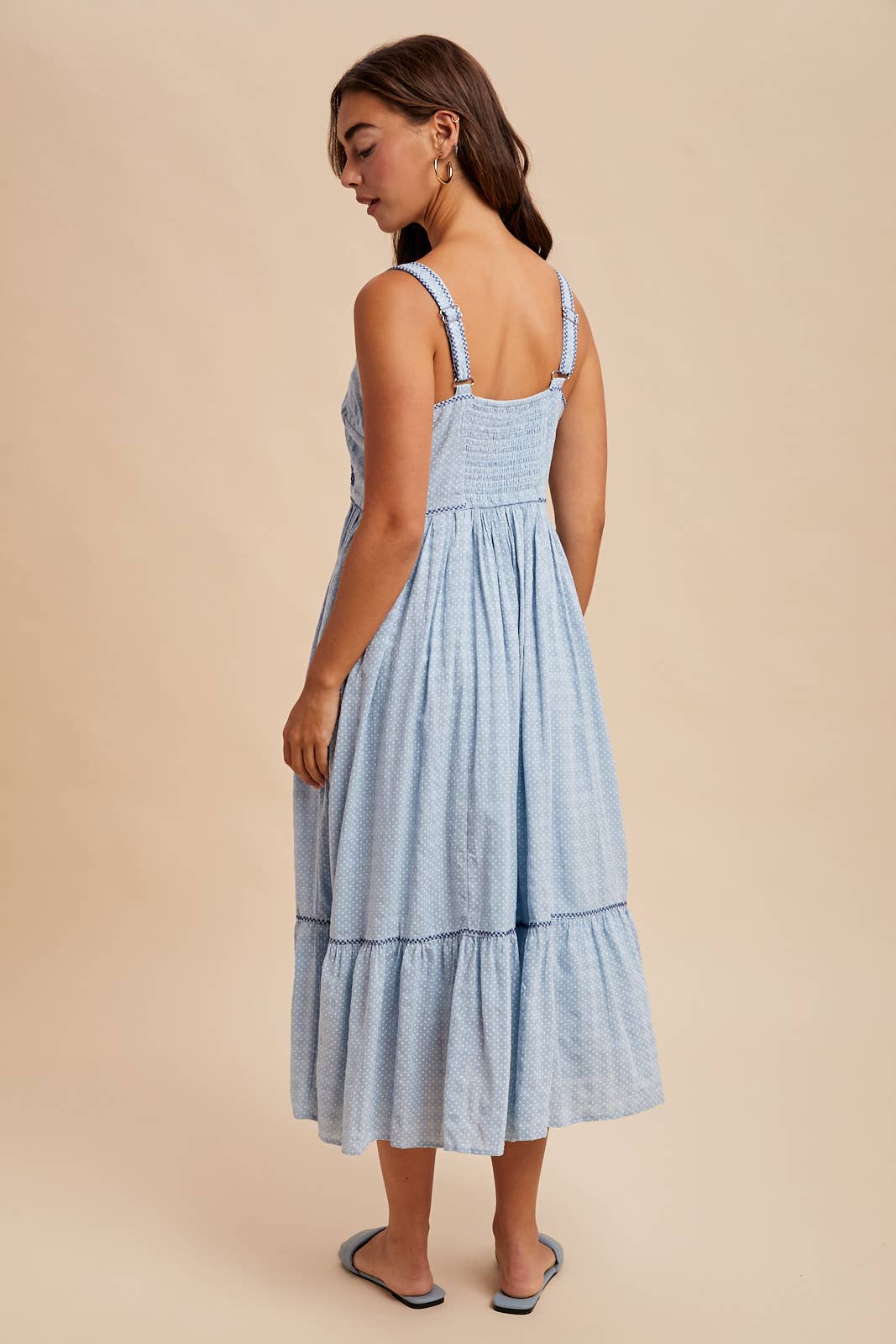 CROSS STITCH EMBROIDERED MAXI DRESS: OFF-WHITE / ILD6266