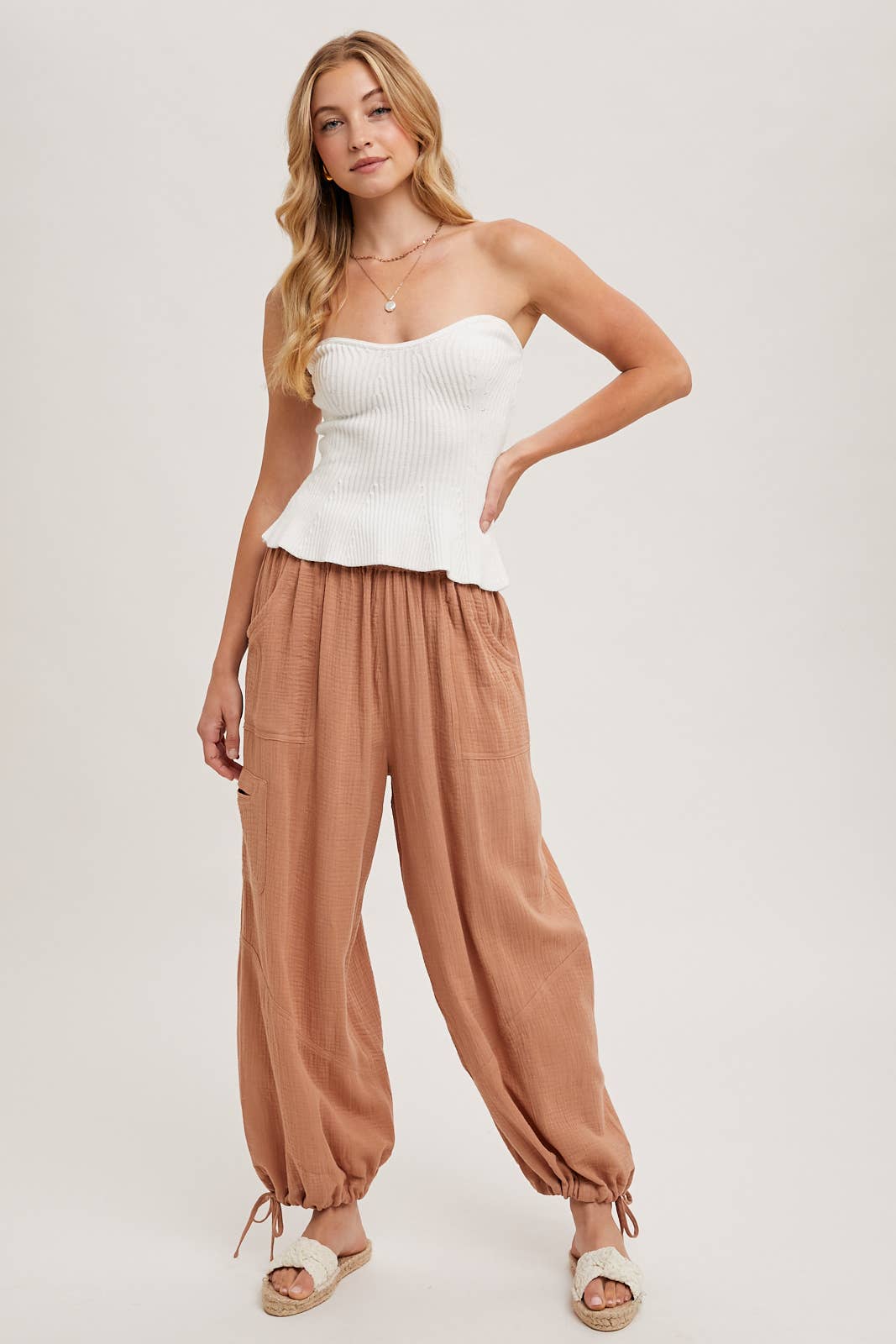 JOGGER HAREM DRAWSTRING PANTS: Black / B02090
