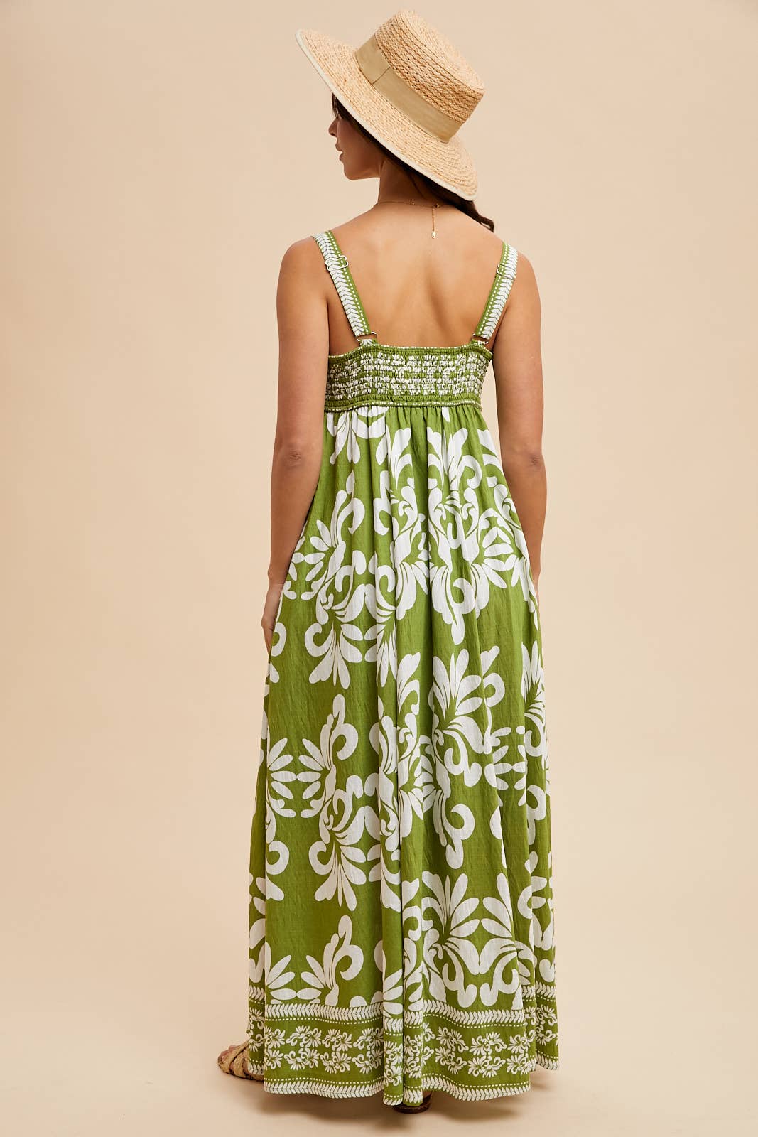 RESORT BORDER PRINT MAXI DRESS: BRAN / ILD6257