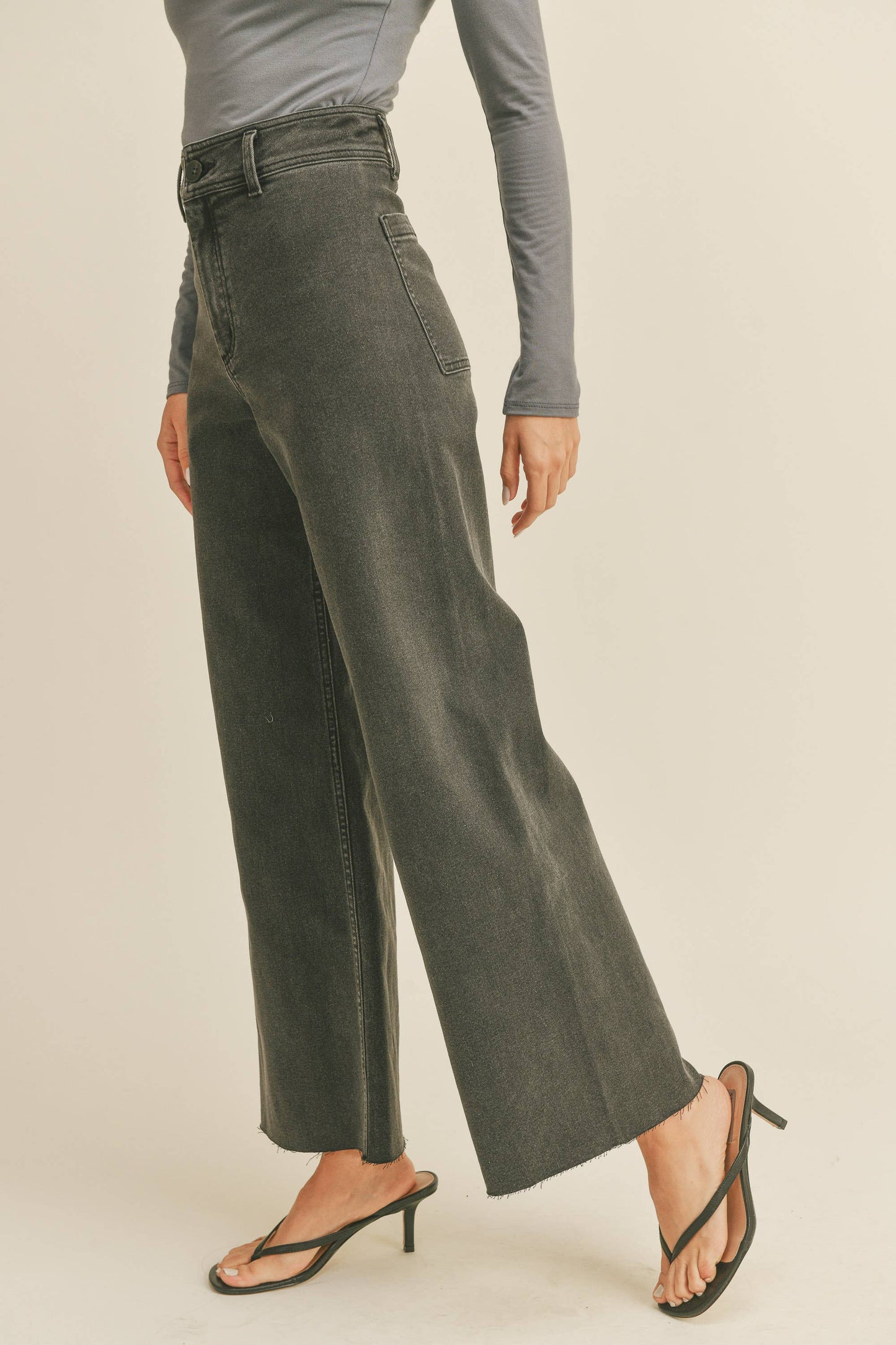 MMP623 STRAIGHT WIDE LEG DENIM PANTS: DENIM