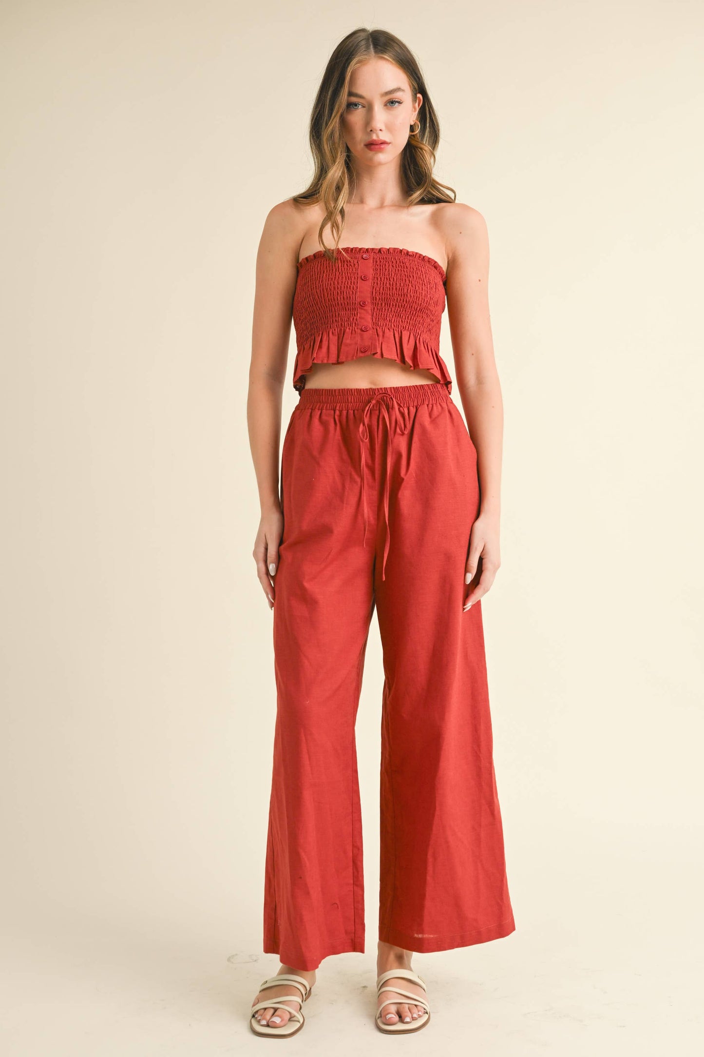 💖Pants Only💖IST5605 LINEN ANKLE PANTS: DARK DENIM