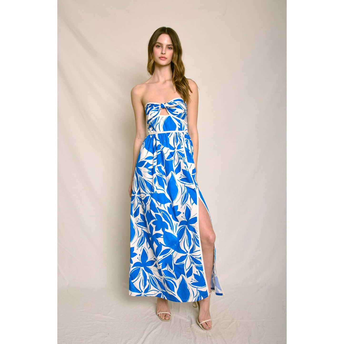 Mykonos Strapless Contrast Binding Maxi Dress: CAPRI BLUE / FD12745-P2065