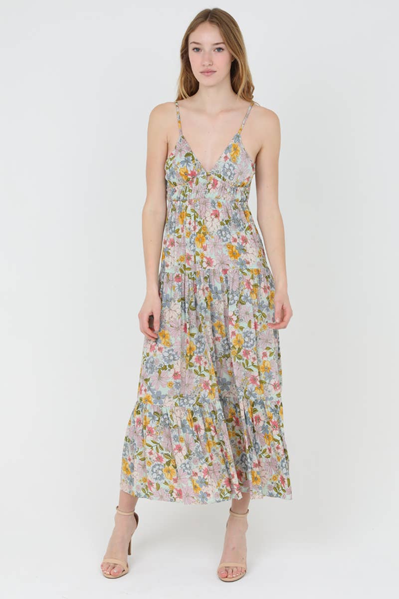 F4F72-A855 V NECK OPEN BACK MAXI DRESS