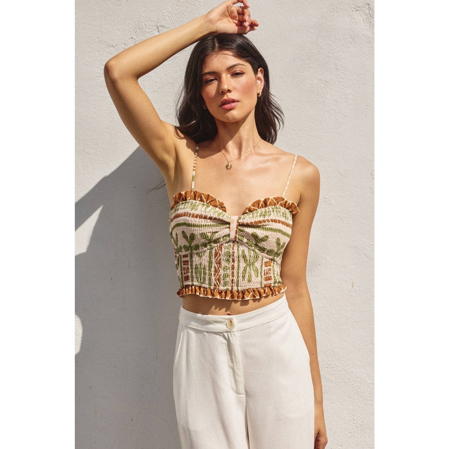 The Bahamas Smocked Sweetheart Crop Top: BELLINI / FT12573-P1966
