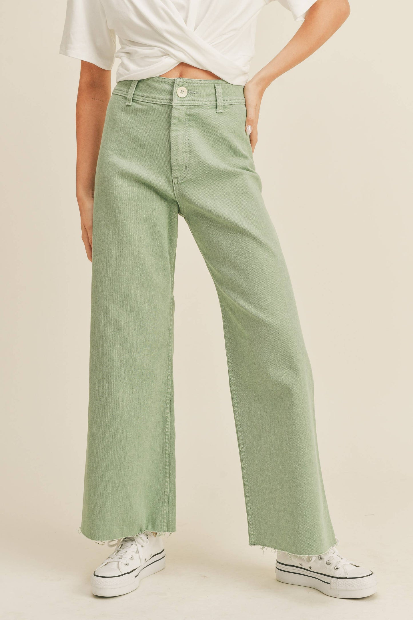 MMP623 STRAIGHT WIDE LEG DENIM PANTS: DENIM