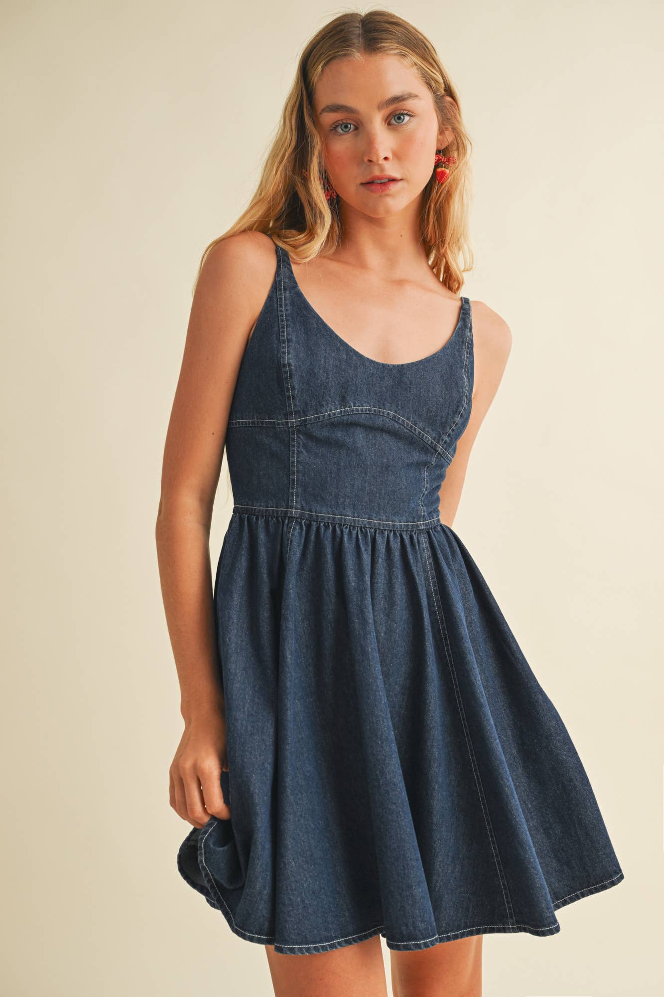 CAMI DENIM SWING DRESS: INDIGO DENIM / DS0903