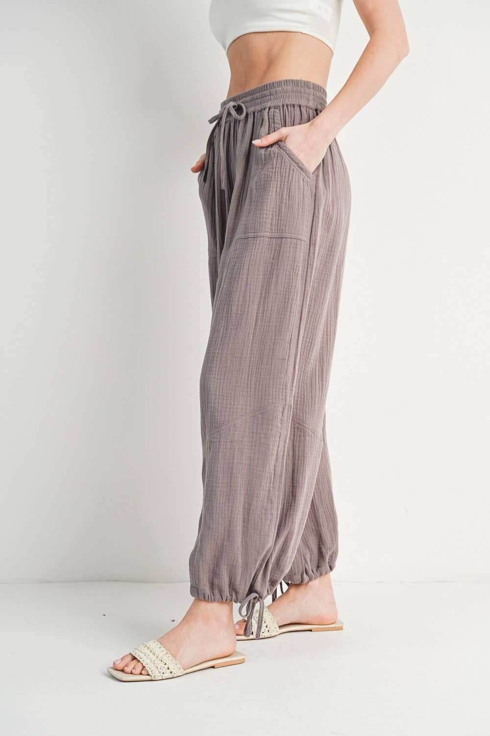 JOGGER HAREM DRAWSTRING PANTS: Black / B02090