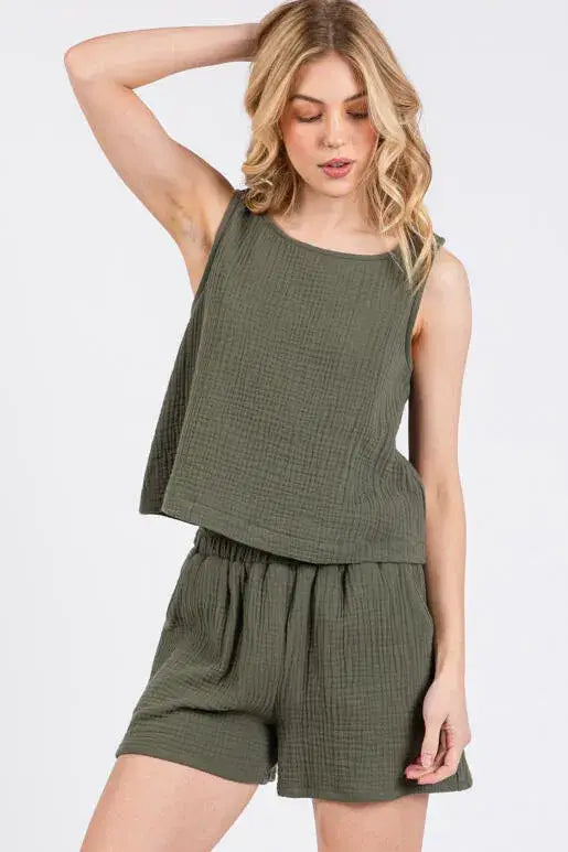 Cotton Triple Gauze Shorts - NP70284H Black