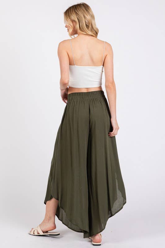 Overlap Detail Wide Leg Pants - NP70175: Vintage Denim