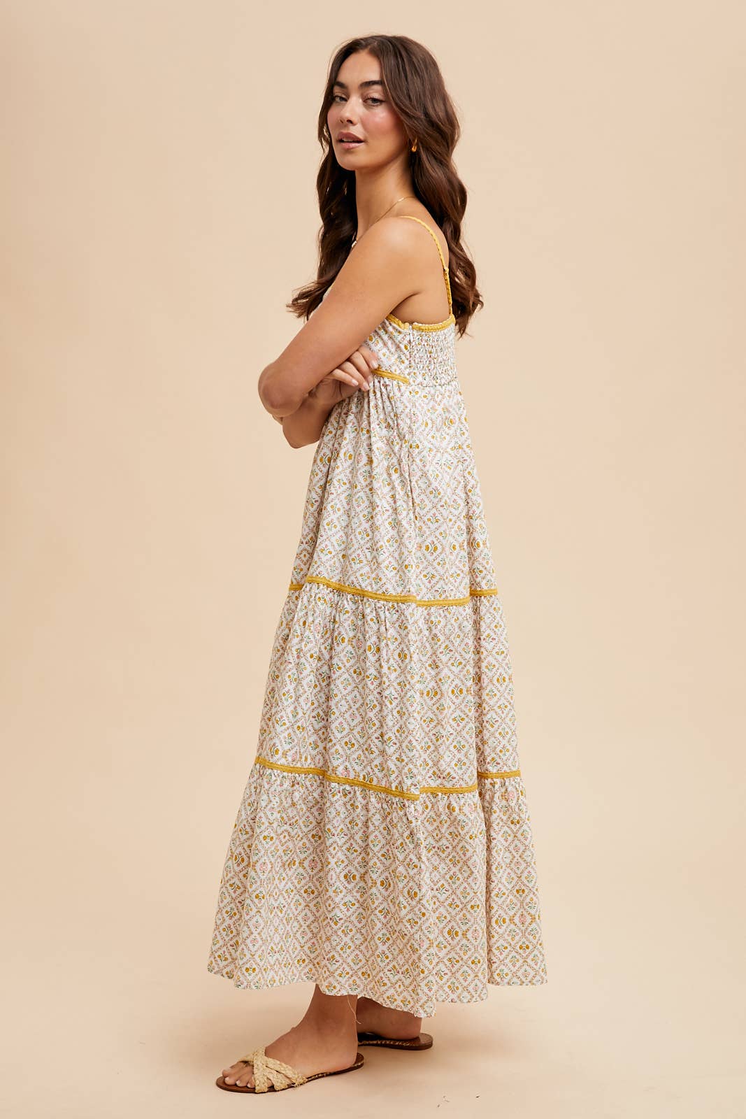 COTTON FLORAL MAXI DRESS: AZURE / ILD6152