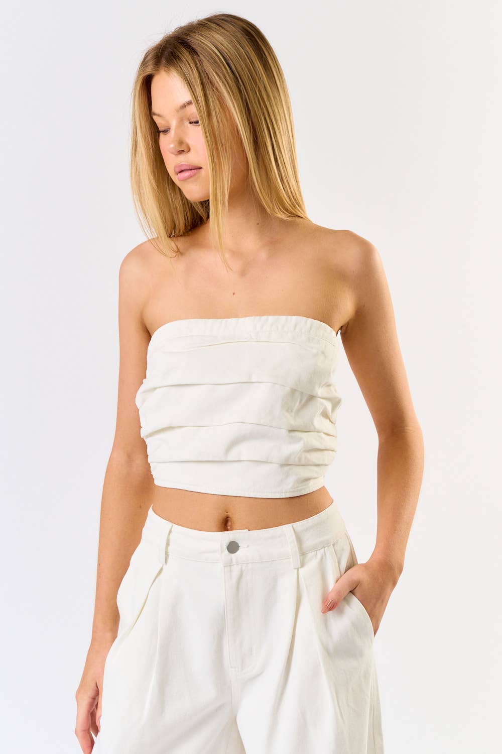 IBT31794 TUBE DENIM TOP : Off-White