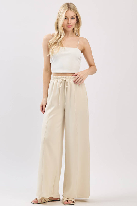 Modal Jersey Wide Leg Pants - NP70337: Stone