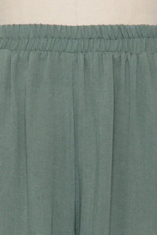 Woven Wide Leg Pull on Pants - NP16207E10: Sage Green
